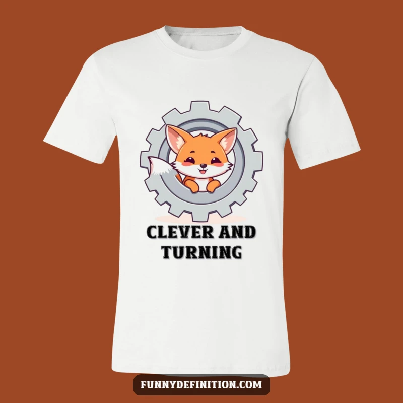 Funny Fox Gear T-Shirt - Smart Mechanical Design Tee Gift