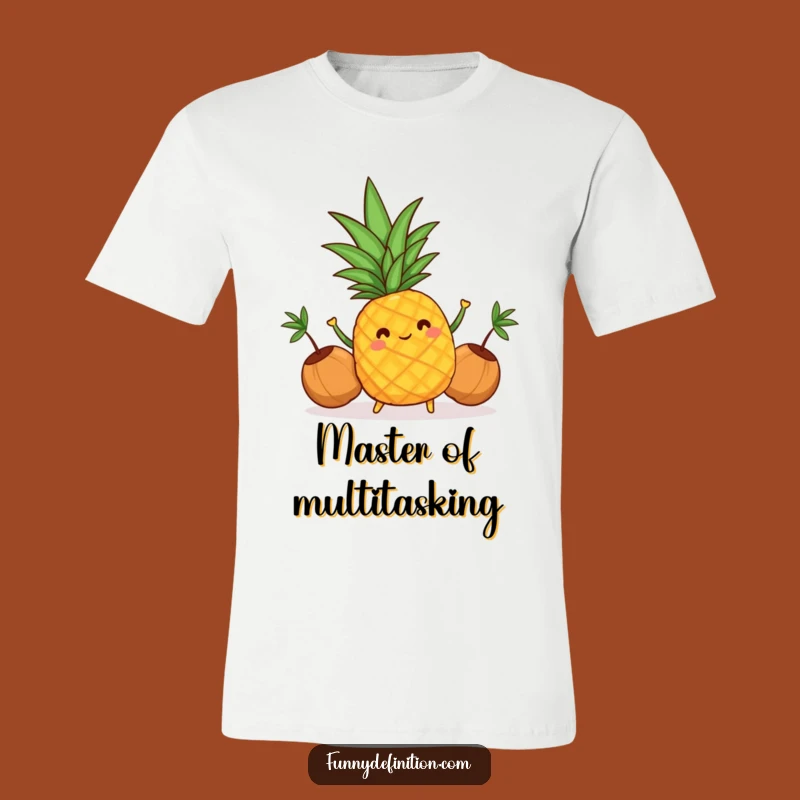 Funny Pineapple Juggling T-Shirt: Vibrant Cartoon Apparel for Sunny Days