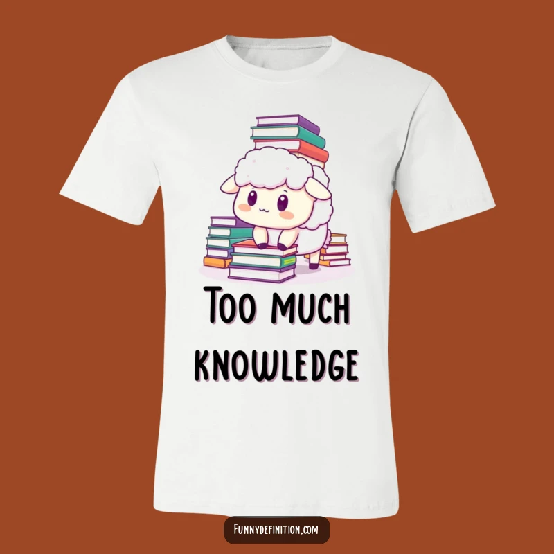 Funny Sheep Overwhelmed by Books T-Shirt - Hilarious Novelty Tee Gift
