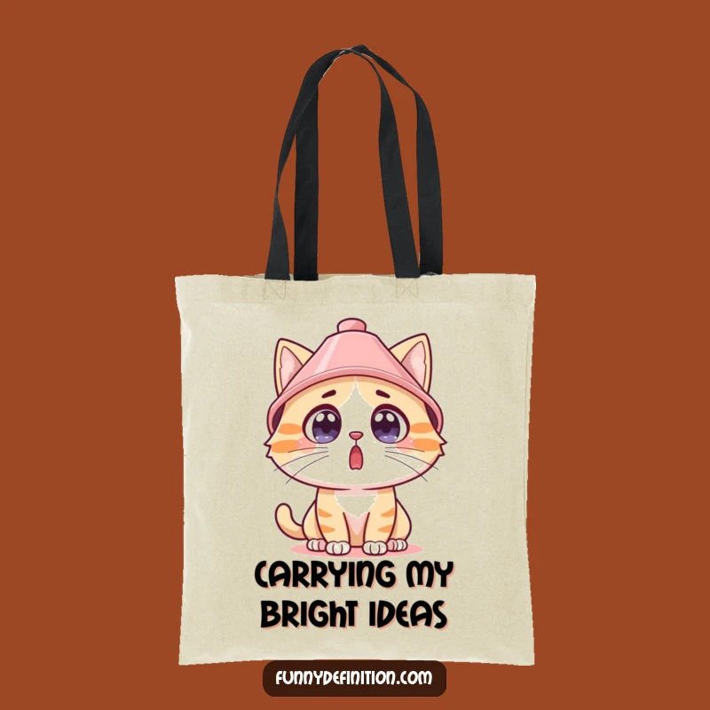 Funny Surprised Cat Lampshade Hat Tote Bag - Carry Your Laughs!