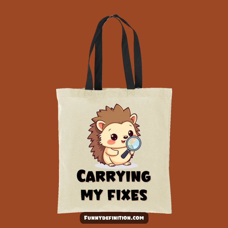 Funny Hedgehog Debugging Tote Bag - Hilarious Programmer Accessory Gift