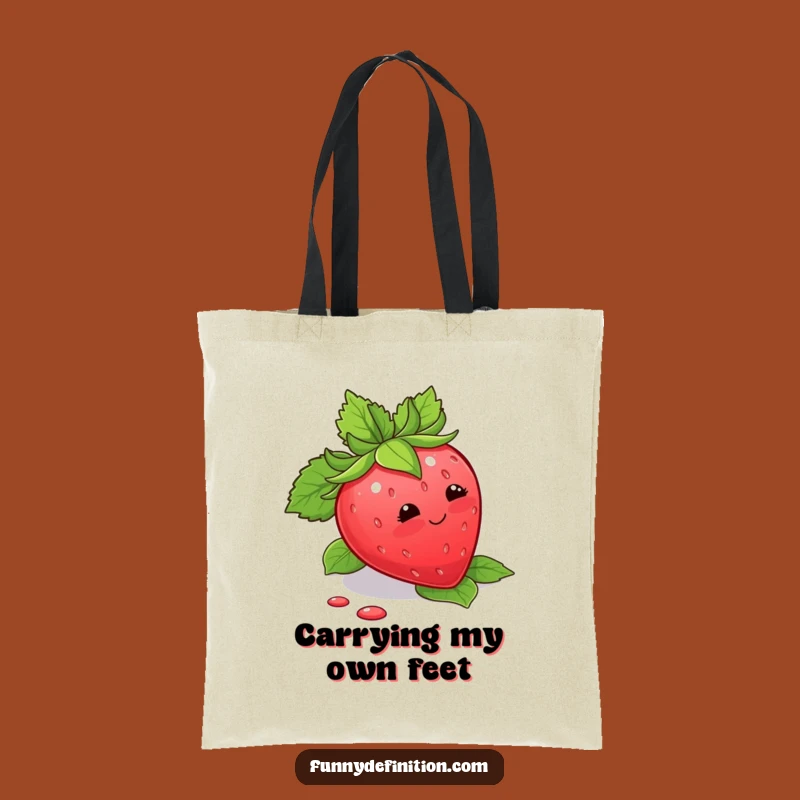 Funny Strawberry Trip Tote Bag: Durable Blushing Fruit Carryall for a Hilarious Gift