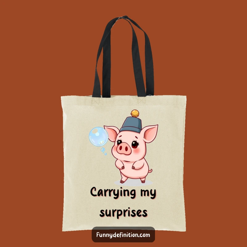 Funny Pig Hat Bubble Tote Bag - Carry Your Amusement