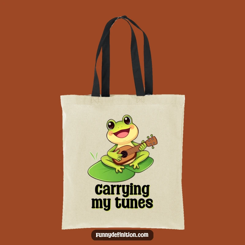 Funny Frog Ukulele Tote Bag - Carry Your Tunes With Joy!