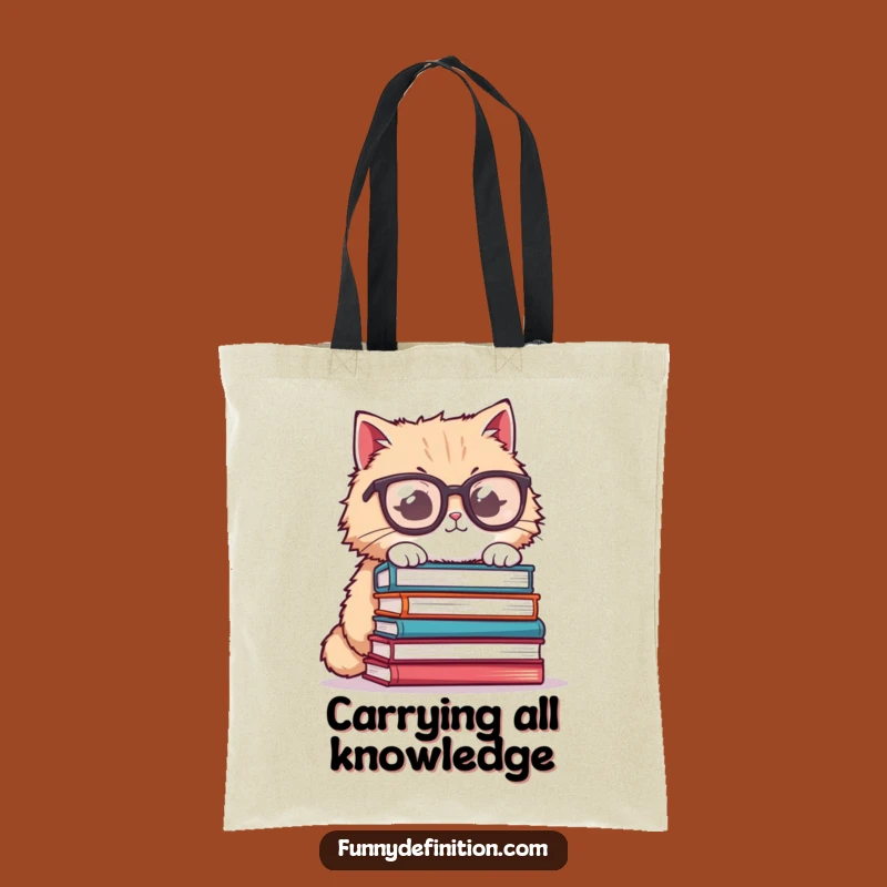 Funny Cat Glasses Tote Bag - Bookish Carry-All, Great Funny Gift