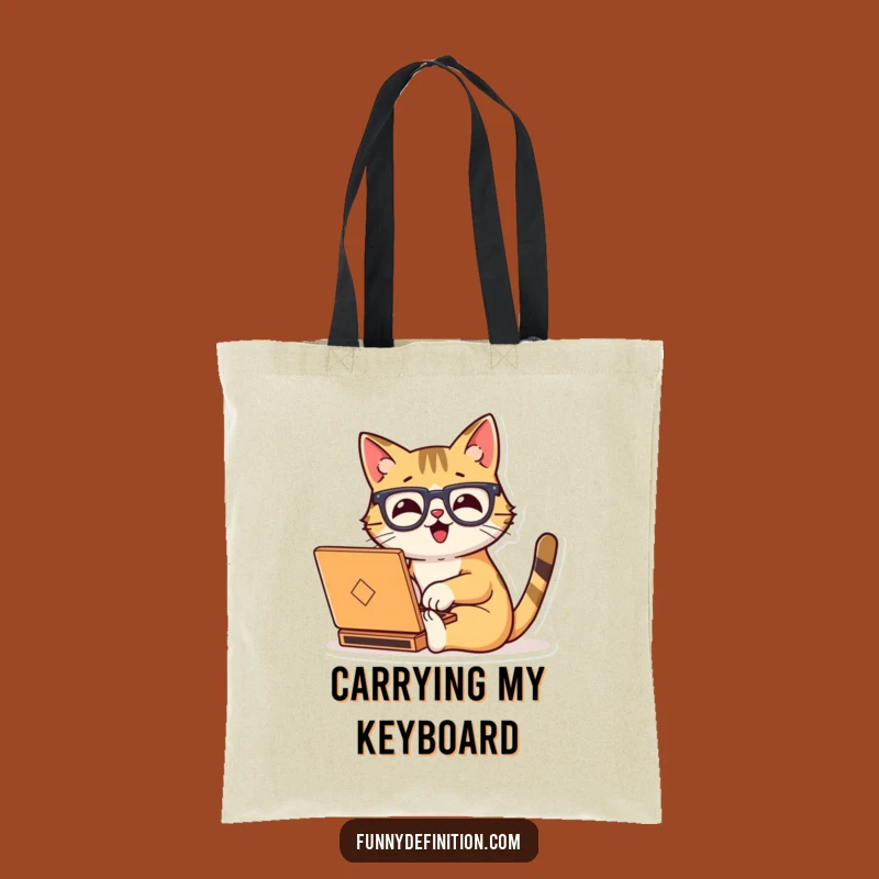 Funny Cat Typing Tote Bag: Carry Your Work with Feline Flair