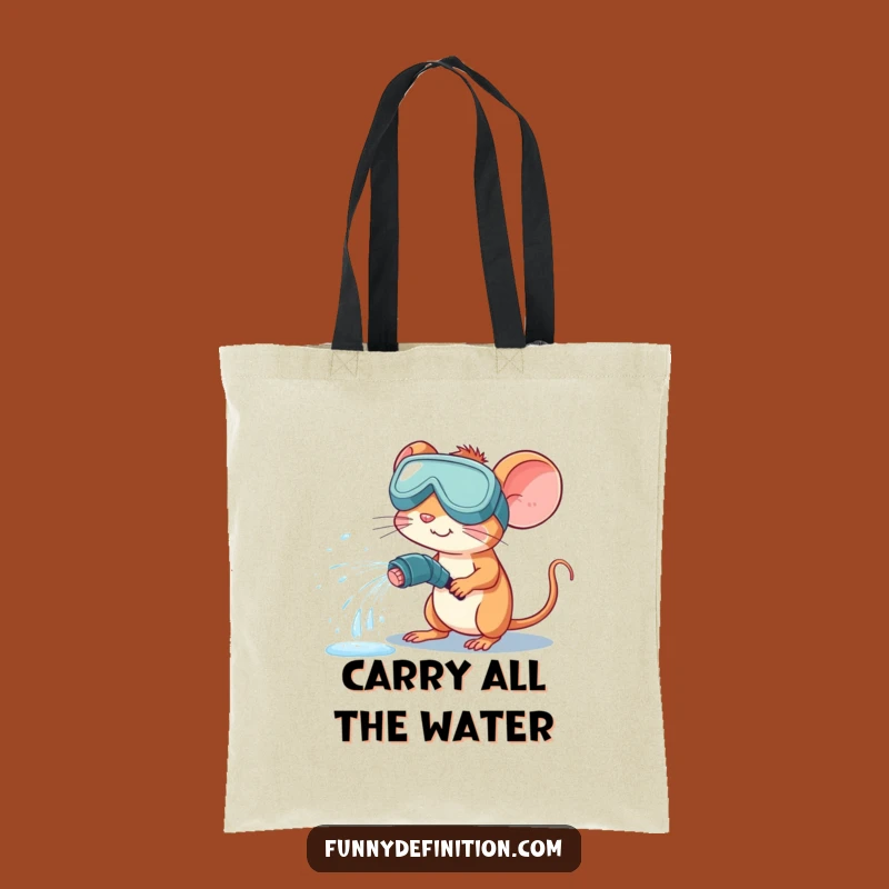 Funny Mouse Hose Tote Bag - Hilarious Water Mishap Carryall Gift