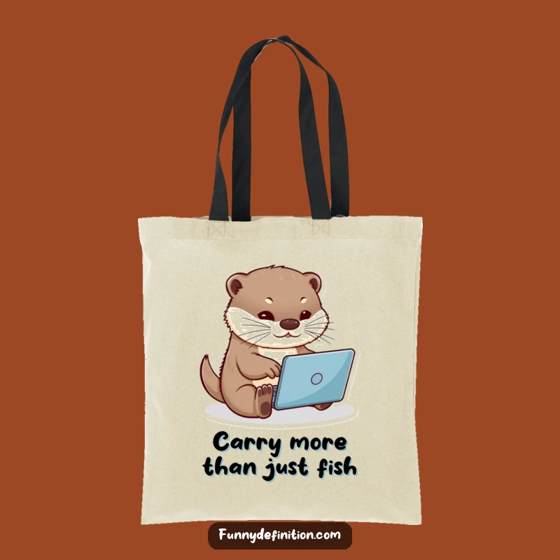 Funny Otter Typing Tote Bag: Whimsical & Practical Gift for Busy Bees
